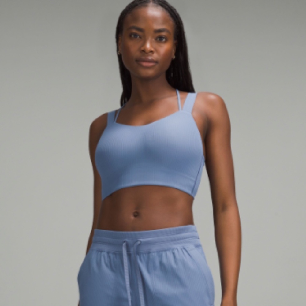 Like a Cloud Longline Ribbed Bra *Light Support, D/DD Cups Oasis Blue Size 14